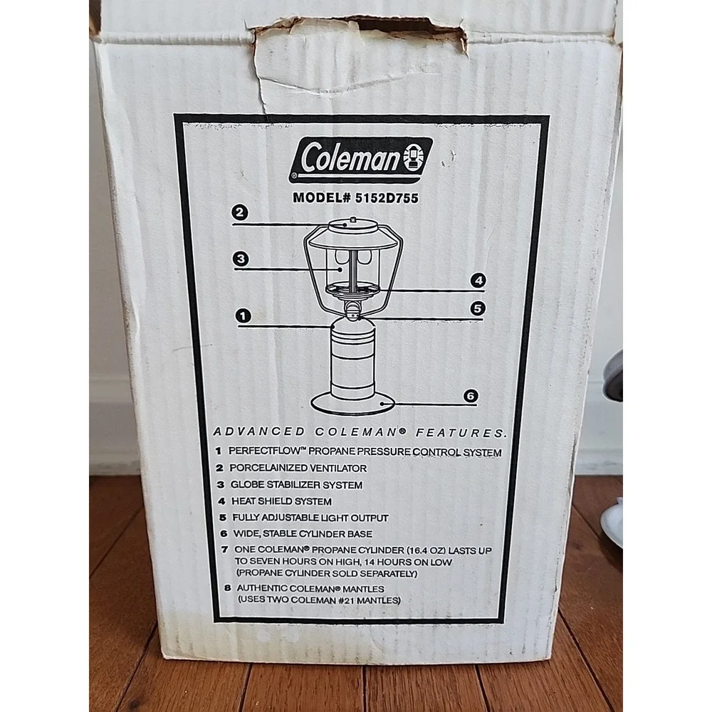 VINTAGE Coleman Two Mantle Propane Camping Lantern MODEL - 5152D755 In Box EUC